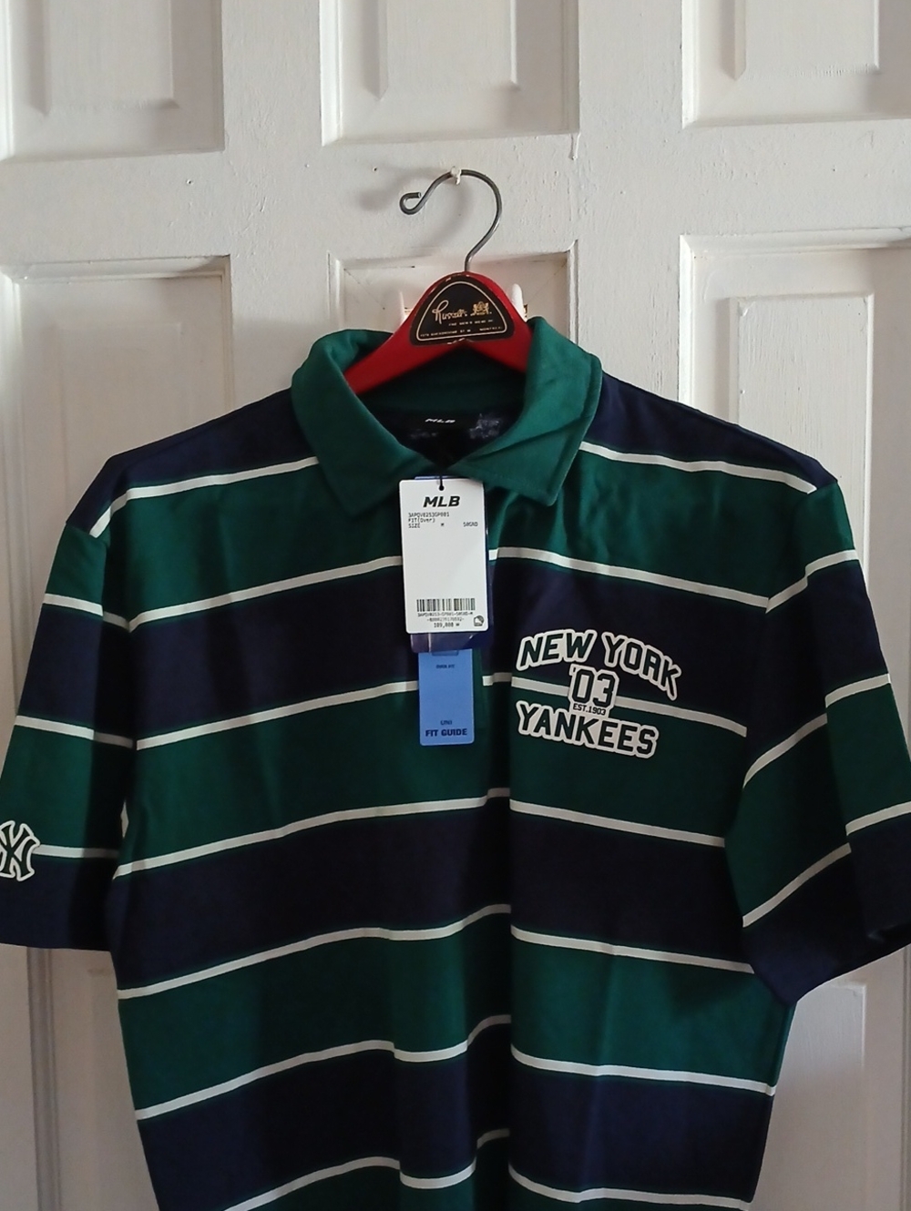 MLB New York Yankees Polo - Green & Navy Striped